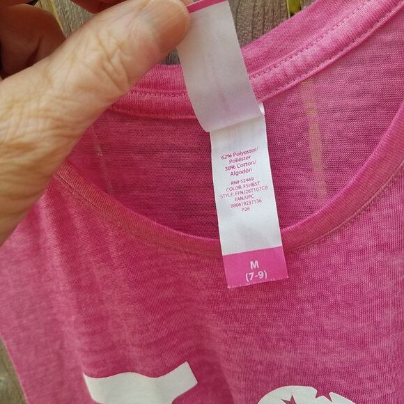 Tank Top Bright Pink Love Heart w/Stars Medium 7/9 Juniors - Picture 8 of 10
